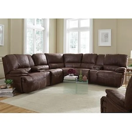 Power Reclining Sectional with Adj Headrests and USB Ports